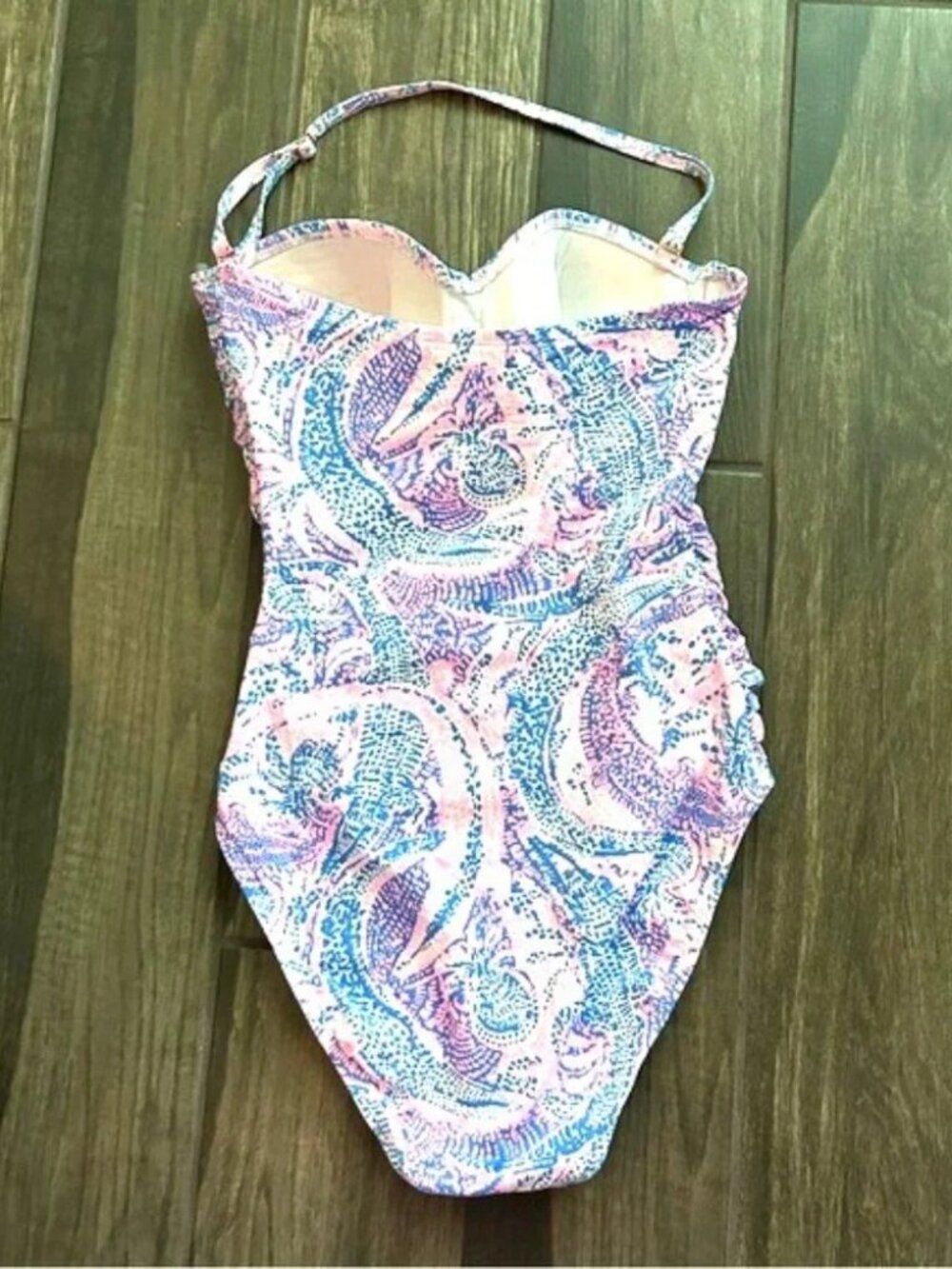 Lilly Pulitzer Flamenco one piece swimsuit Size 8 Coastal Blue Maybe Gator bra - Picture 4 of 5